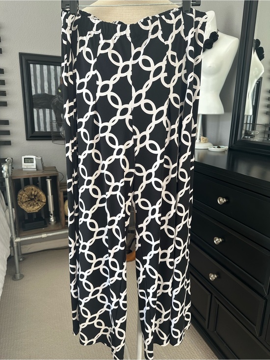 Chico's Pants - Chico's Black and White Printed Wide-Leg Pants, size XL (3)